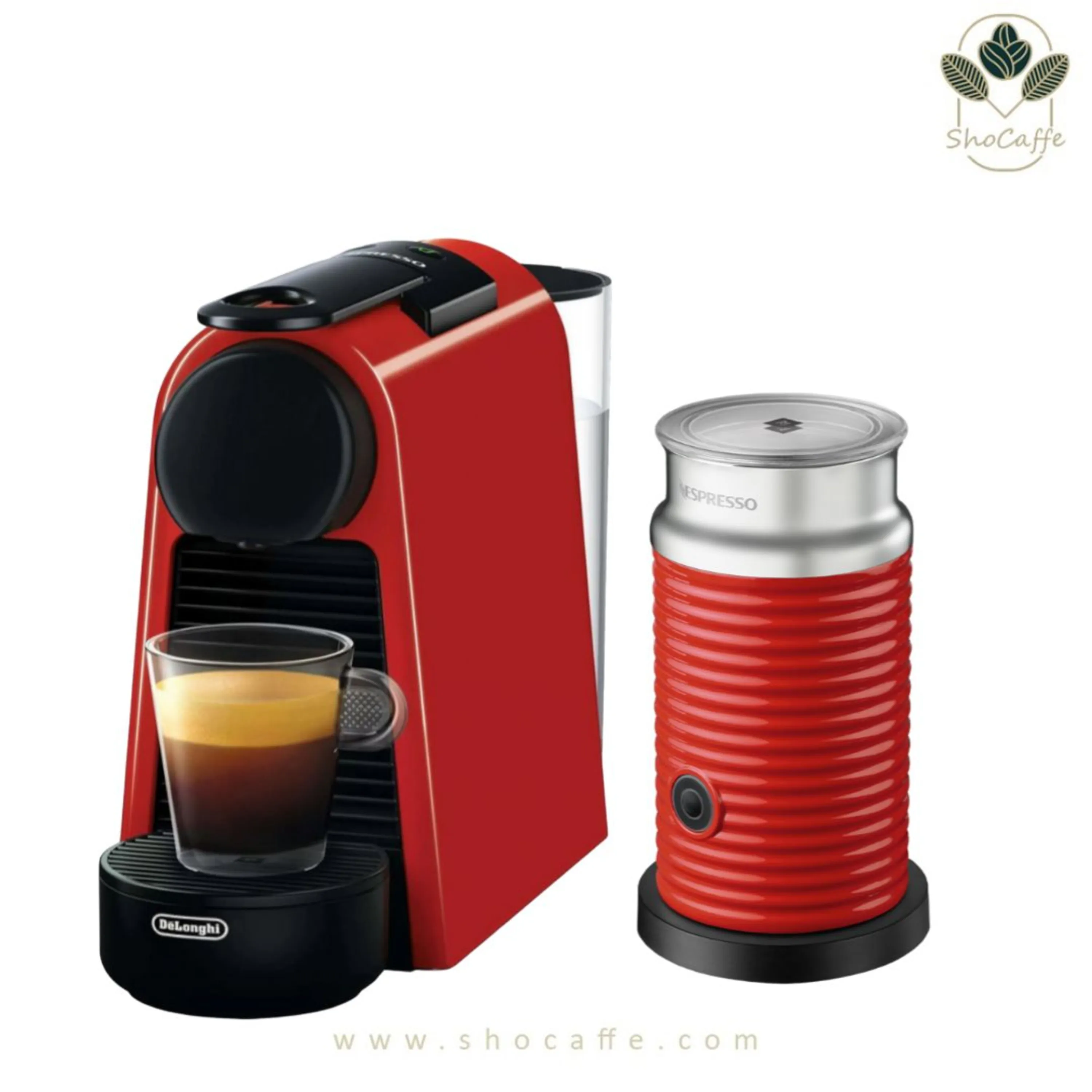 اسپرسوساز نسپرسو اورجینال مدل اسنزا مینی دلونگی قرمز با کف شیر ساز Aeroccino3